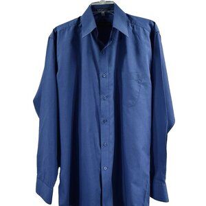 Daniel Ellissa Men's Dress Shirt Royal Blue Convertible Cuffs Size 15.5 34/35